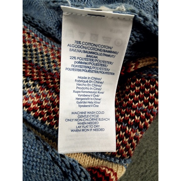 Chaps Womens Cardigan Sweater 2X Blue Aztec Western Long Loose - Picture 8 of 8